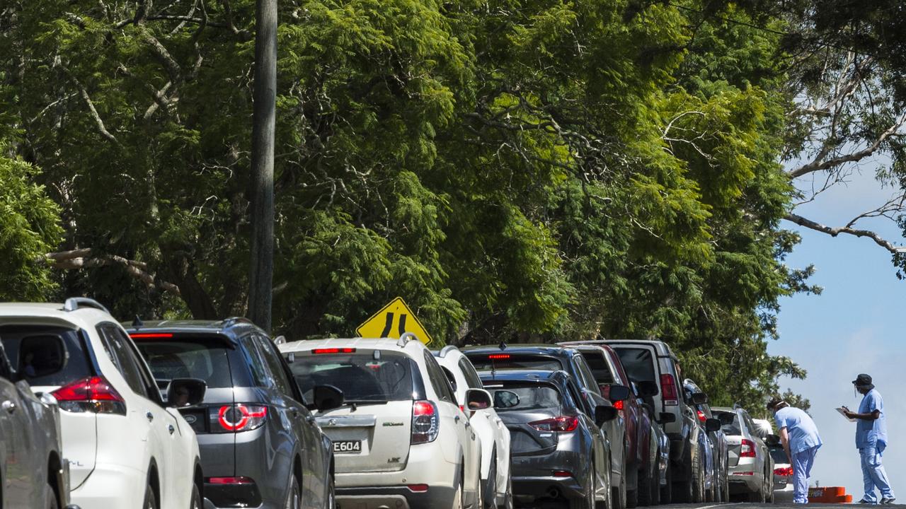 Darling Downs Health Service's COVID-19 coronavirus drive-through testing at Baillie Henderson Hospital on Tuesday. Picture: Kevin Farmer