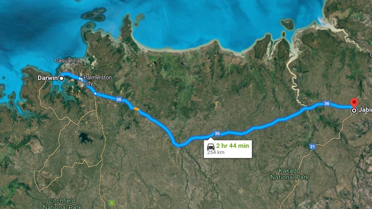 Jabiru is about 256km east of Darwin, and is the main township within Kakadu National Park. Picture: Google Maps