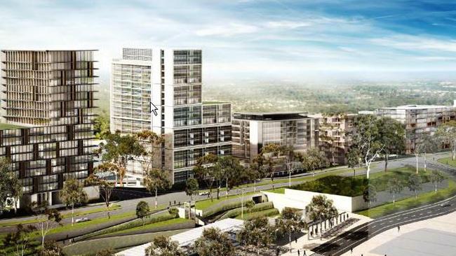 Artist's impression of the Cherrybrook Village opposite the new train station. Picture: Grimshaw Architects.