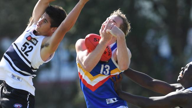 Jamieson Rossiter marks against Northern Knights. Picture: Andy Brownbill