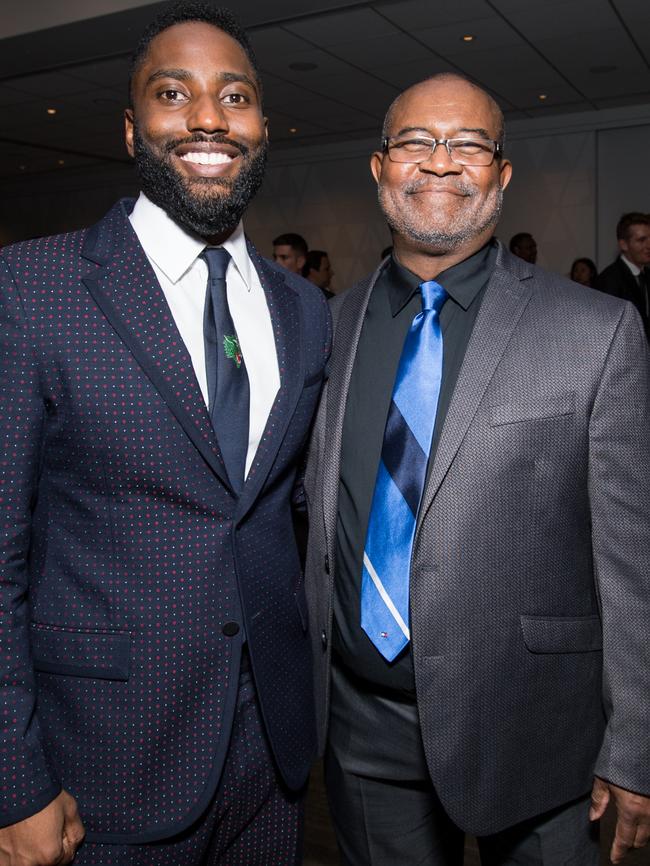 … And with the real Stallworth at the film’s LA premiere. Picture: Emma McIntyre/Getty Images