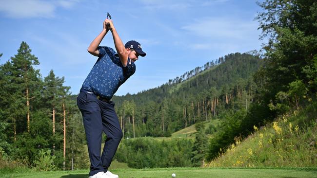 RAMSAU, AUSTRIA - JULY 15: Deyen Lawson of Australia hits his tee-shot on the seventh hole during day one of the Euram Bank Open at Golf Club Adamstal on July 15, 2020 in Ramsau, Austria. (Photo by Stuart Franklin/Getty Images)