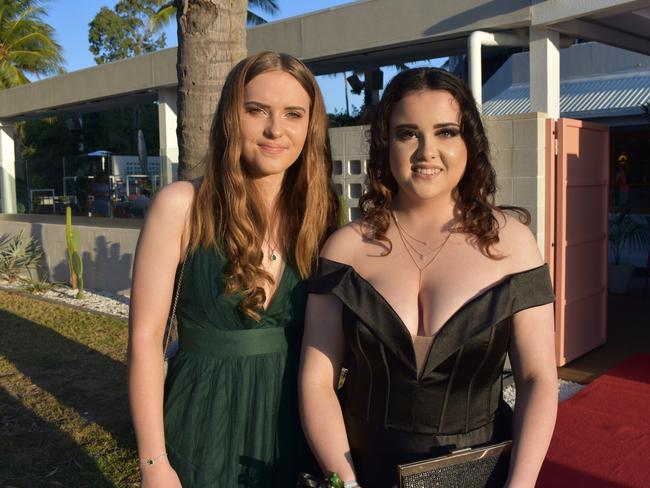Chelsea Roberts and Taytum Crane at Mirani State High School formal at Ocean International on September 8, 2023. Photo: Zoe Devenport