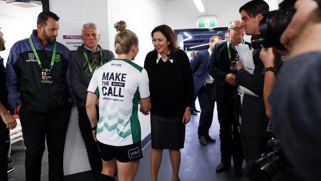 Belinda is congratulated by Queensland Premier Annastacia Palaszczuk. Picture: Sam Ruttyn