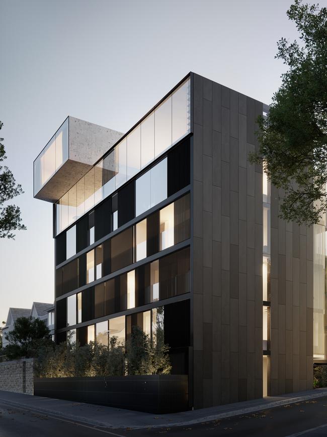 Exterior of proposed residential apartment development for 9 Sandy Bay Rd, Hobart. Image: Room 11