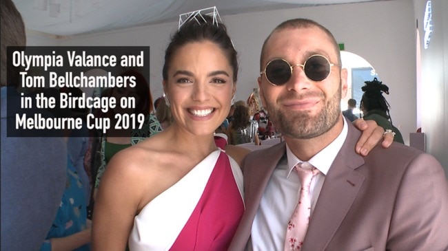 Olympia Valance and Tom Bellchambers in the Birdcage on Melbourne Cup 2019