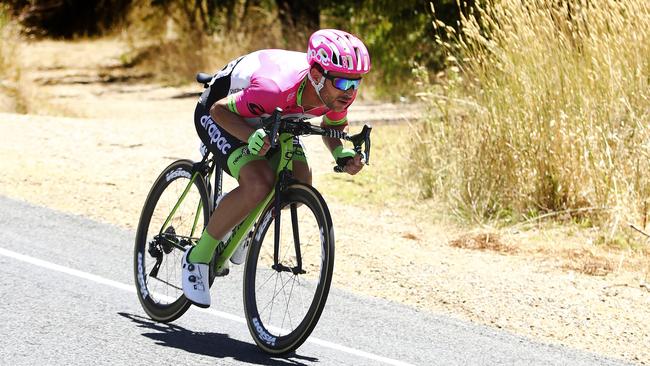 CYCLING - TOUR DOWN UNDER - STAGE 1 - Port Adelaide to Lyndoch. Will Clarke riding for EducationFirst - Drapac in the breakaway. Picture Sarah Reed