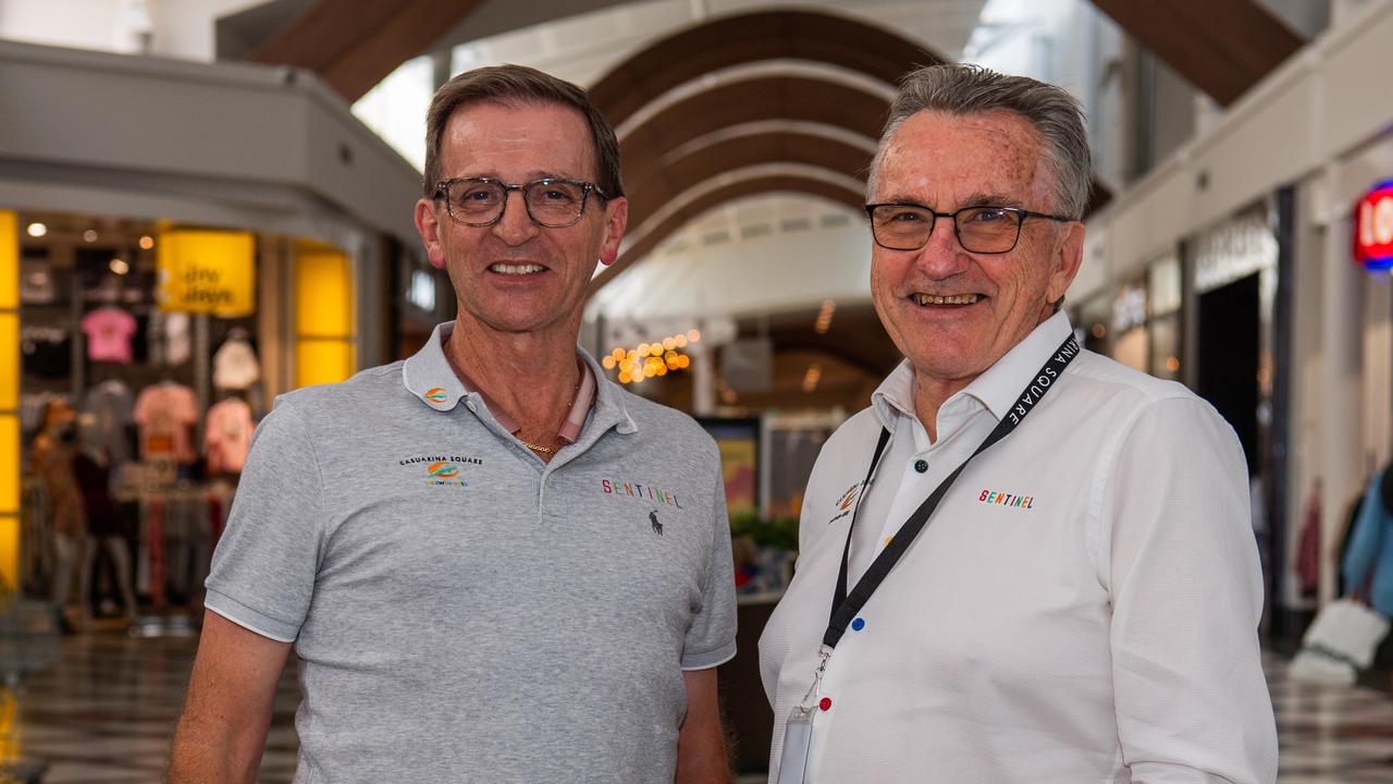 Sentinel Property Group’s Warren Ebert and Michael Sherlock at Casuarina Square. Picture: Pema Tamang Pakhrin