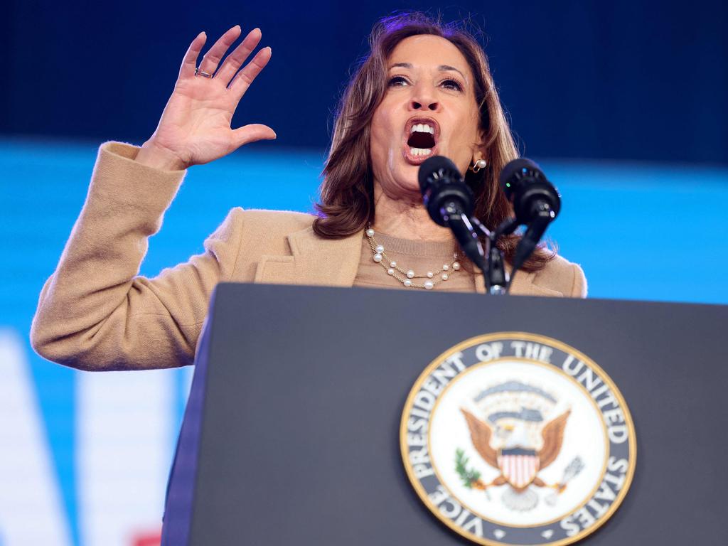 US Vice President and Democratic presidential candidate Kamala Harris speaks during a campaign rally in North Carolina, on November 2. Picture: Charly Triballeau/AFP