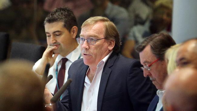 Nerang-based councillor Peter Young debating in the chamber. Picture: Richard Gosling.