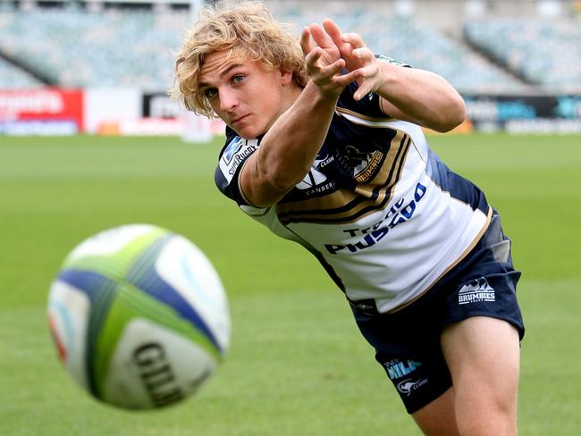 Brumbies halfback Joe Powell is rising up the Wallabies’ halfback rankings. Picture: Kym Smith