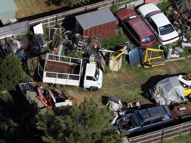 The back yard of the Glenroy house where Herman Rockefeller’s dismembered remains were burned. Courtesy Channel 7 helicopter.