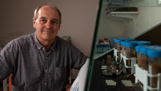 Professor Bart Currie is pictured in the Specimen Preparation Area at the Royal Darwin Hospital – he is an expert on melioidosis. Picture: Che Chorley