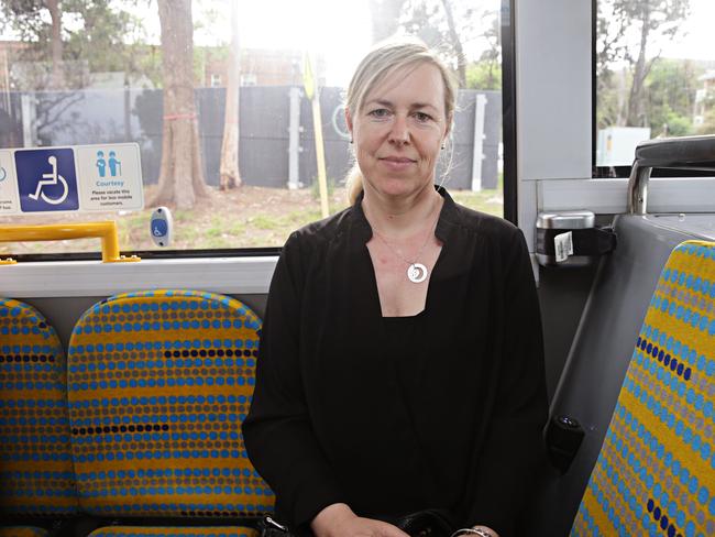 Commuter Ellen Lilley used the B-Line Bus for the first time. Picture: Adam Yip