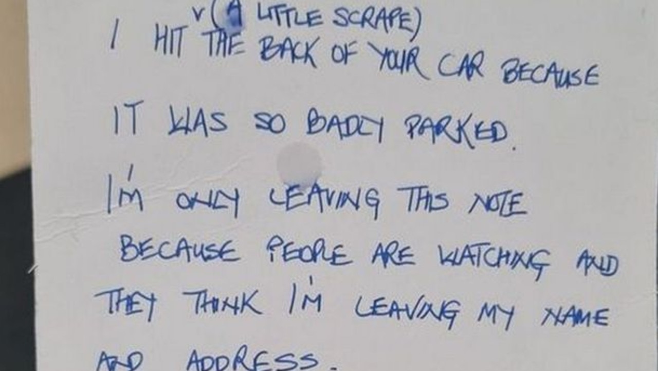 A pregnant woman left horrified over ‘horrible, vicious’ note on her damaged car. Picture: Supplied