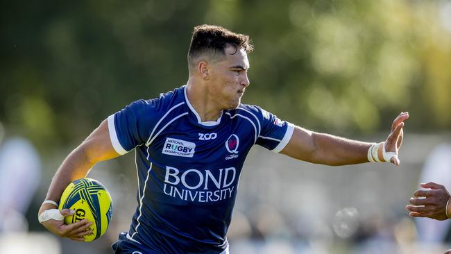 Queensland Country's Jordan Petaia in action in the National Rugby Championship match between Queensland Country and the Western Force at Bond University on Saturday. Picture: Jerad Williams