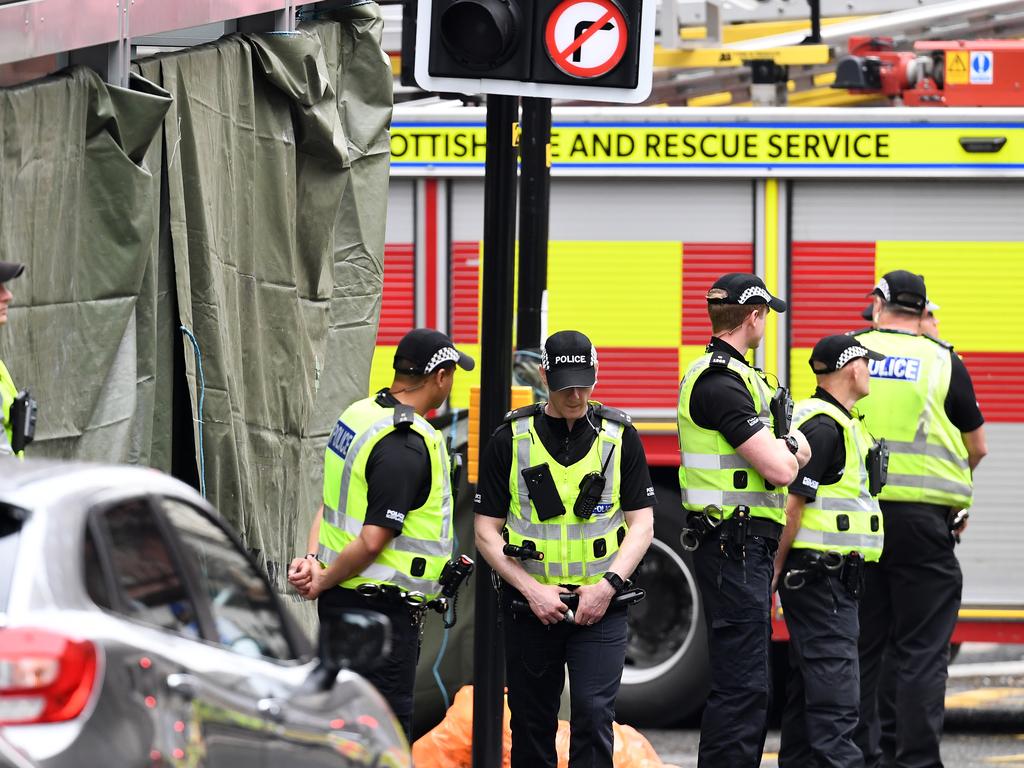 Police officers have cordoned off parts of the city. Picture: Jeff J Mitchell/Getty Images.
