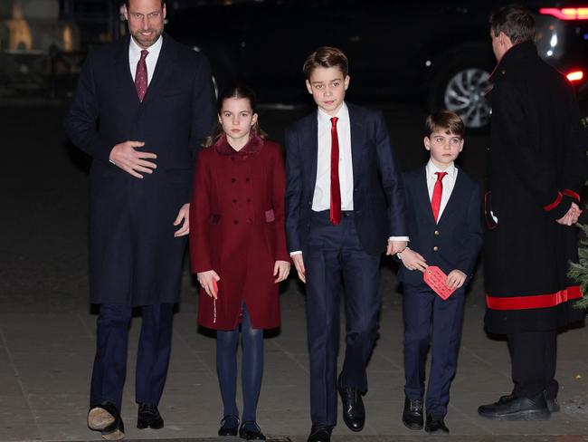 Prince William, Prince of Wales, Princess Charlotte, Prince George and Prince Louis attend the 'Together At Christmas' Carol Service at Westminster Abbey. Picture: Isabel Infantes-WPA Pool/Getty Images