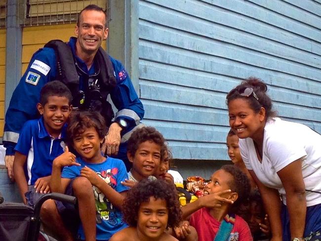 Paul Reeves with some youngsters on Rennel Island in the Solomon Islands in 2014.