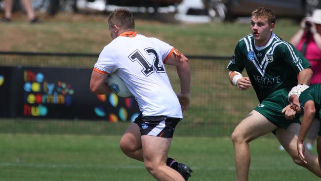 Archie Duncombe was in the tries from the second row for the Tigers. Picture: Warren Gannon Photography