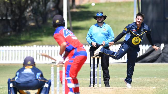 Valley bowler Cameron BoyceValley Mens 1st Grade v Toombul Mens 1st GradeSaturday September 21, 2024. Picture, John Gass