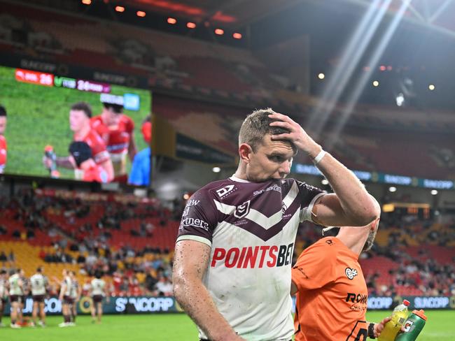 Manly’s odds to miss out on the top eight have come in after the injury to Tom Trbojevic. Picture: NRL Images.