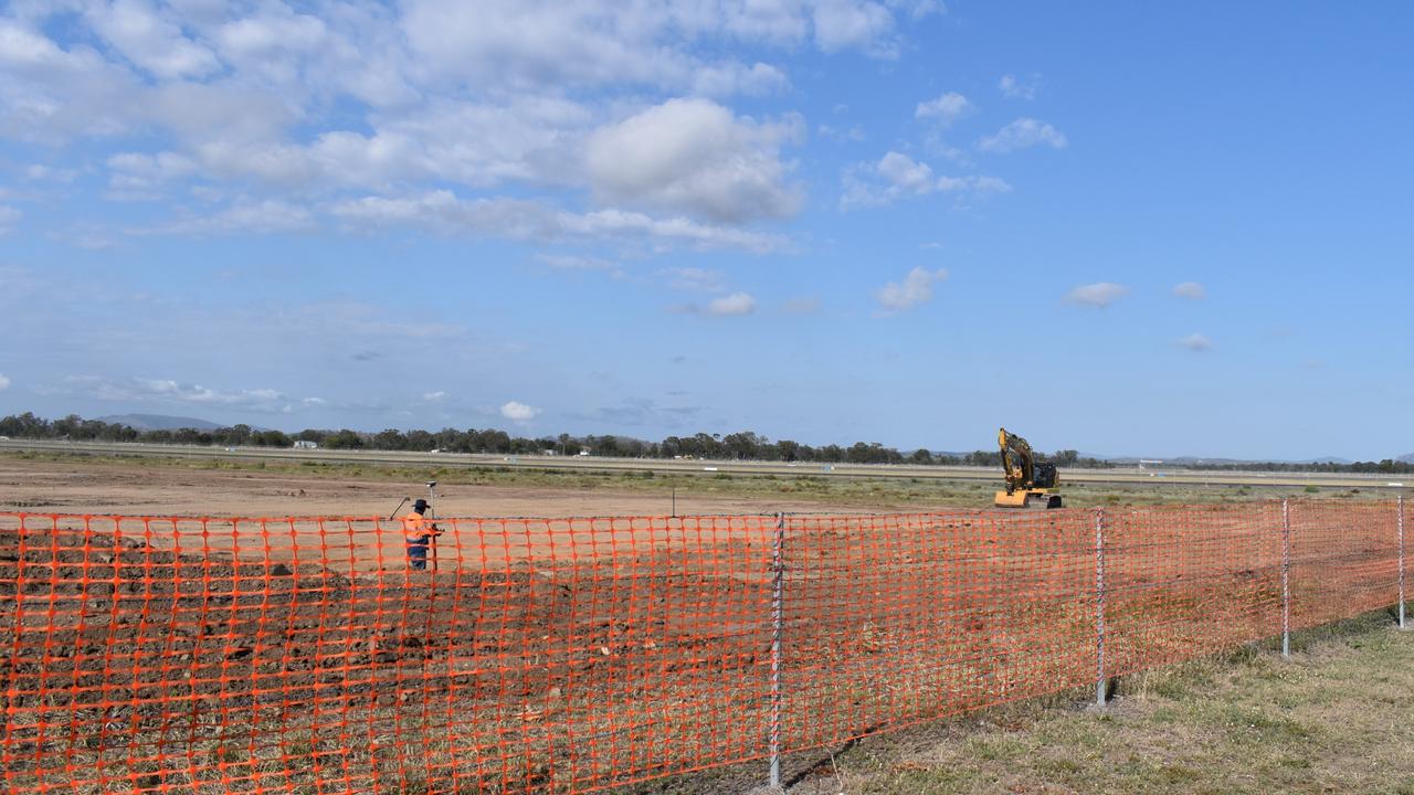 Ground works at Alliance Airlines $70 million maintenance hangar at Rockhampton Airport.