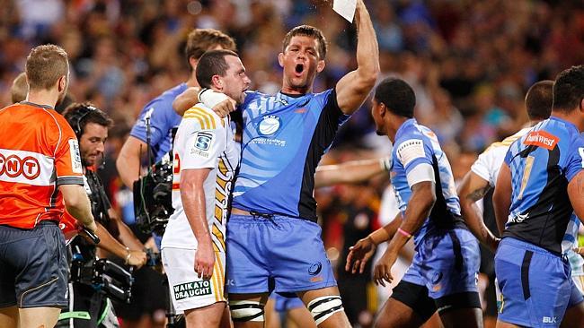 PERTH, AUSTRALIA - MARCH 22: Wilhelm Steenkamp of the Force celebrates after the team's win during the round six Super Rugby match between the Force and the Chiefs at nib Stadium on March 22, 2014 in Perth, Australia. (Photo by Will Russell/Getty Images)