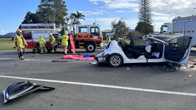 The Peak Downs Highway was blocked after a serious traffic crash at Walkerston on the morning of July 11, 2023. Picture: Heidi Petith