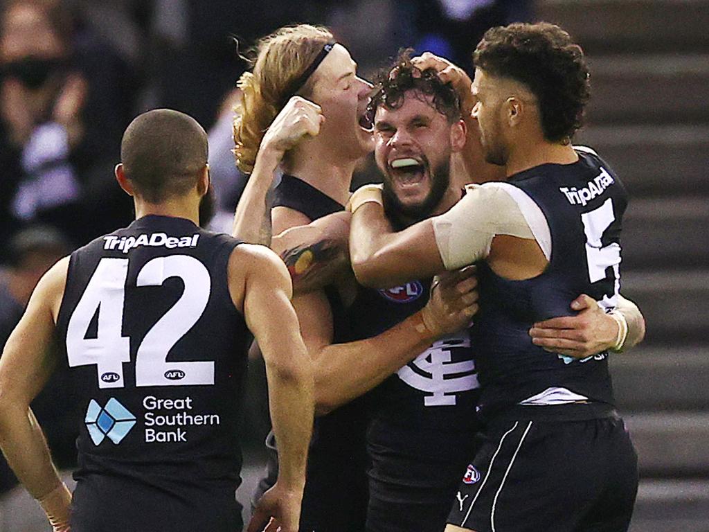 A second quarter blitz helped the Blues to their fifth win of the year. Pic: Michael Klein