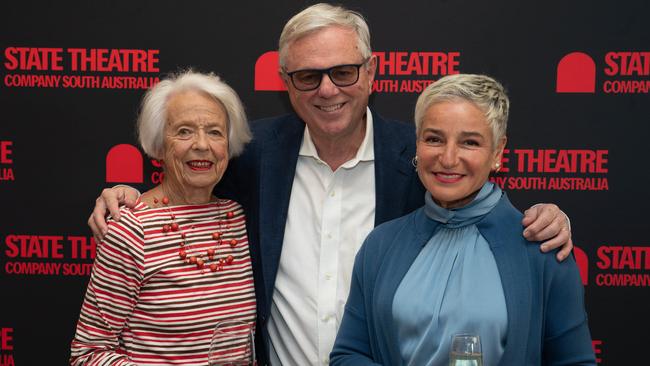 Anne Levy, Mike Rann and his wife Sasha Carruozzo at State Theatre Company South Australia's VIP drinks for the opening night performance of "The Children" at Dunstan Playhouse last year. Picture: Naomi Jellicoe