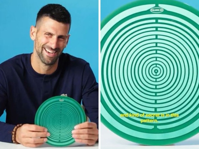 Novak Djokovic spruiking the magnetic disc. Photos: X