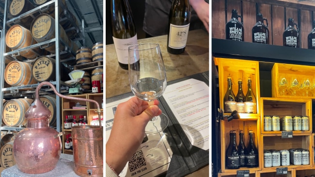 A little treat for the adults... trying all the alcoholic things at Pattex Distillery, Frogmore Creek Winery and Willie Smith's Apple Shed. Images: Leah Goulis / Kidspot