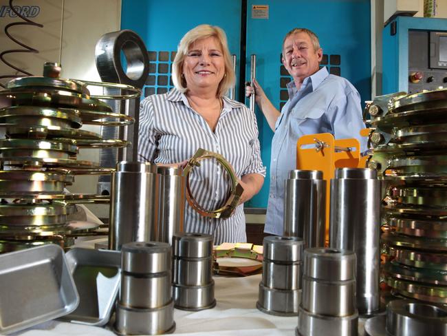 Carol and Shourn Riley owners of the business Newfield Jig &amp;Tool at Hoxton Park / Picture: Robert Pozo