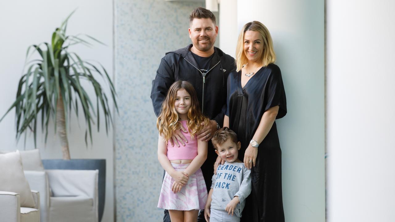 Patrick Kidd started up a men's grooming company 'Patrick's', which has made it big overseas. Photo of Patrick, Wife Aimee, daughter Sylvia &amp; son Sash. Photo: Tim Pascoe