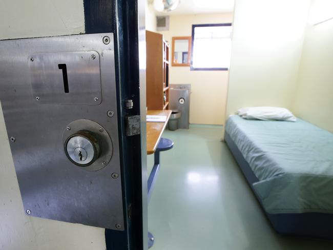 Door of a cell in the S2 secure accommodation unit in Wolston Correctional Centre where former real estate agent Gerard Baden-Clay is housed. Picture: Liam Kidston.