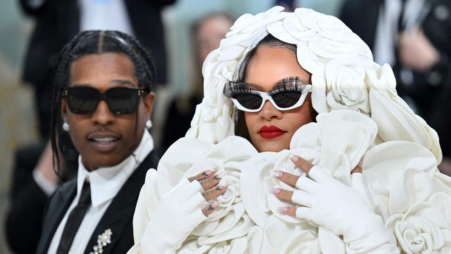 Rapper A$AP Rocky arrives with Rihanna, who wore Maison Valentino. Picture: AFP