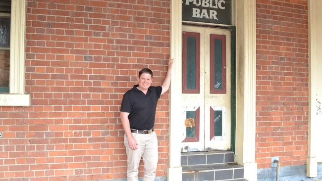 Ray White Commercial Townsville agent Troy Townsend outside the pub earlier this year.