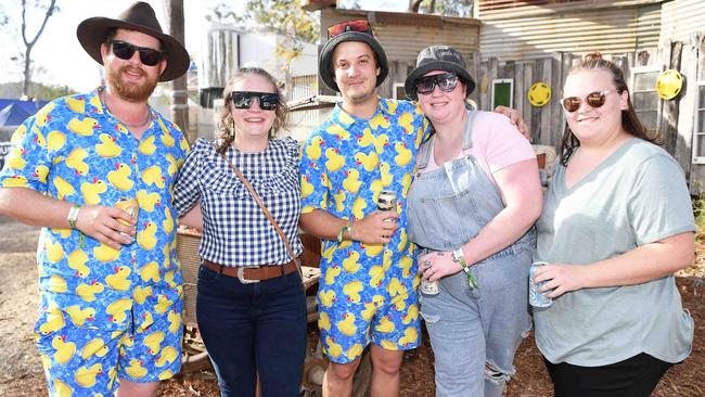 Tony Rudolph, Lara James, Aiden Graham, Tayla Watson and Jessica Zielke at the Gympie Music Muster. Picture: Patrick Woods.