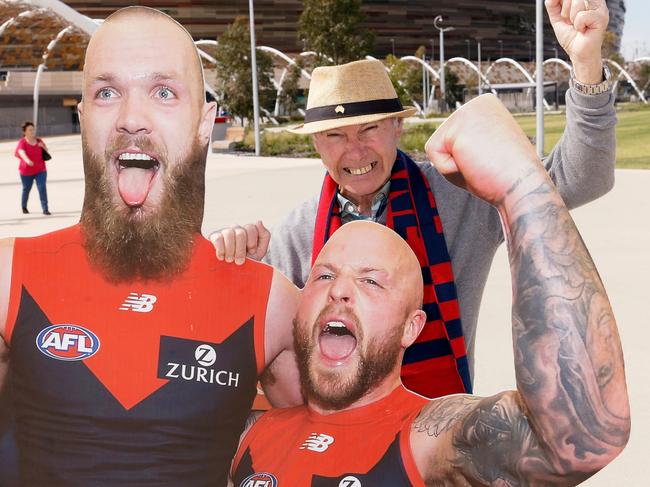 Melbourne Demons fans gather at Optus Stadium in Perth, Friday Sept 21, 2018 ahead of the big game against West Coast. . John Della is a Perth based Demons fan. photo by Trevor Collens