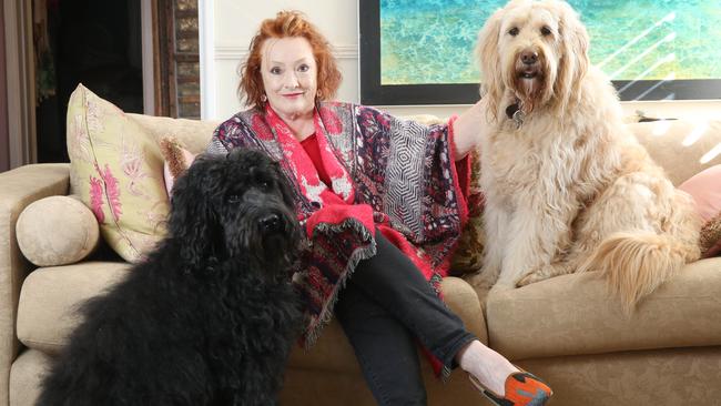 Geraldine Turner at home with her dogs Claude and Pearl in 2017. Picture: Bob Barker