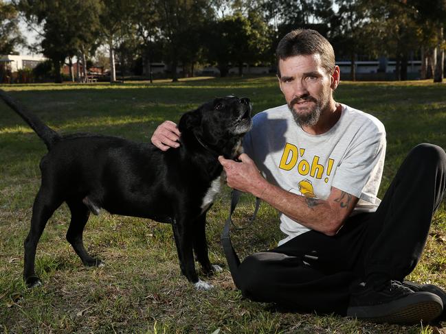 Warren Wierenga and his beloved dog Jezza. Picture: George Salpigtidis