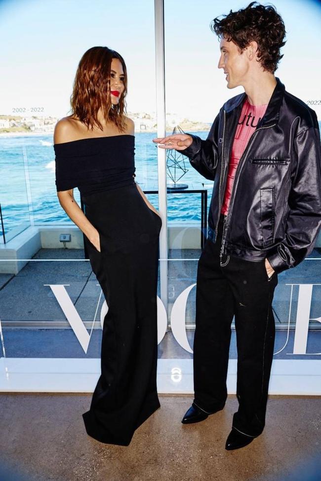 Christine Centenera and Troye Sivan, who wears a top from Alix Higgins Resort 2023. Image credit: Sonny Vandevelde