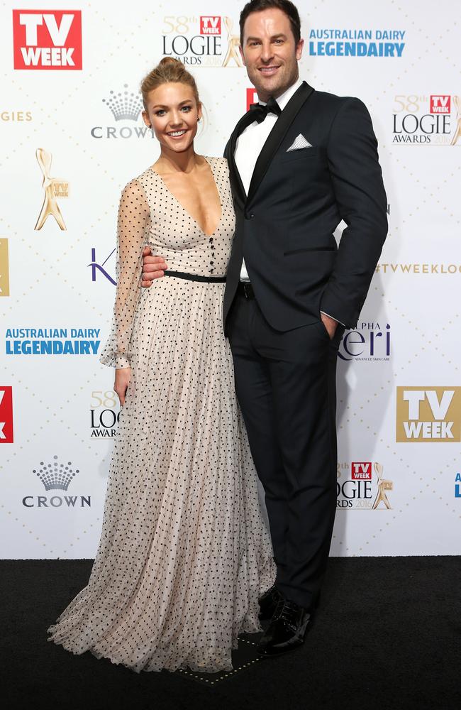 Sam Frost and Sasha Mielczarek at the Logies. Picture: Julie Kiriacoudis