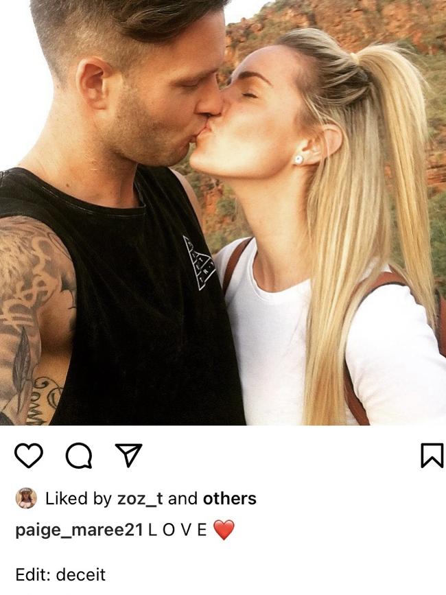 Jake Edwards and Paige McCuskey’s engagement turned sour. Picture: Instagram