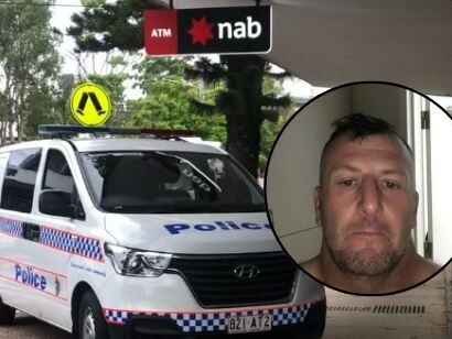 Bank Robbery accused Adam Cusack with NAB pic inset