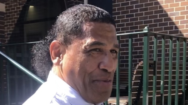 Ex-NRL star John Hopoate outside Manly Local Court on Thursday, February 13, 2025, where he pleaded guilty to driving a motor vehicle while disqualified.