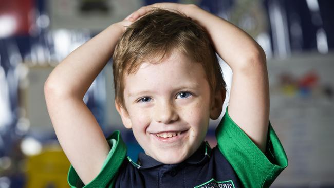 Tullawong Primary School prep students are back at school after COVID-19 restrictions are eased. Zander is happy to be back at school. June 17, 2020. Picture: Renae Droop