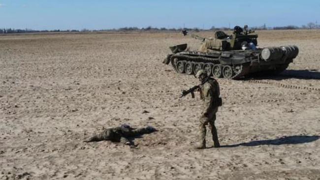 A Russian soldier has allegedly surrendered his tank to Ukraine. Picture: Twitter