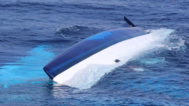 The 37-foot catamaran, Surf into Summer, partially sunk in waters near Cuba. 